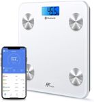 Bluetooth Body Fat Scale Digital Bathroom Scales iOS Android app Wireless Body Composition Monitor for Body Weight Body Fat, BMI, Water, Muscle Mass Bone (White Glass)