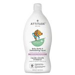 ATTITUDE Baby Dish Soap and Bottle Cleaner, EWG Verified Dishwashing Liquid, No Added Dyes or Fragrances, Tough on Milk Residue and Grease, Vegan, Sweet Lullaby, 700 mL