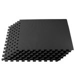 We Sell Mats 3/8 Inch Thick Multipurpose Exercise Floor Mat with EVA Foam, Interlocking Tiles, Anti-Fatigue for Home or Gym, 24 in x 24 in, Black (M24-10M)