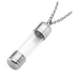 Zysta Stainless Steel Clear Acrylic Cylinder Container Tube Urn Ash Memorial Pendant Necklace Cremation Keepsake Locket Jewelry
