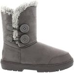Holly Womens Twin Button Waterproof Winter Snow Boots, Grey, 7 UK