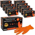 Dura-Gold Duratection 8 Mil Orange Super Duty Diamond Textured Nitrile Disposable Gloves, 10 Boxes of 100, Medium - Latex Free, Powder Free, Food Safe, Safety Protection Work Gloves, Industrial