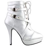 SHOW STORY Silver Buckle Strappy High Heel Stiletto Platform Ankle Boots,LF30470BY41,8UK,Silver