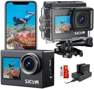 SJCAM Upgraded SJ4000 Action Camera Dual Screen 4K30FPS Ultra HD Underwater Camera Waterproof 170° Wide-Angle WiFi Helmet Camera with 2 Batteries and Accessories for Motorcycle Vlogging