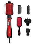 Conair Knot Doctor 6-piece Detangling Hot Air Brush with Titanium Technology, Ideal for all Hair Types - A Great Gift, Red, 3.0 pounds