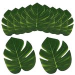 Advantez Artificial Palm Leaves, Fake Jungle Leaves, Monstera Leaves for Tropical Theme Party Hawaiian Luau Safari Beach Party Decorations, Safari Theme Gift Wrap (12Pcs)