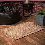 Hausattire Hand Woven Jute Rug 2'x3' - Natural,Reversible Farmhouse Boho Accent Rustic Rugs for Kitchen,Living Room,Bedroom,Entryway Rag Rug|Decorative Floor Rugs-24x36 Inches