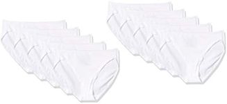 Amazon Essentials Women's Cotton High Leg Brief Underwear (Available in Plus Size), Pack of 10, White, Medium