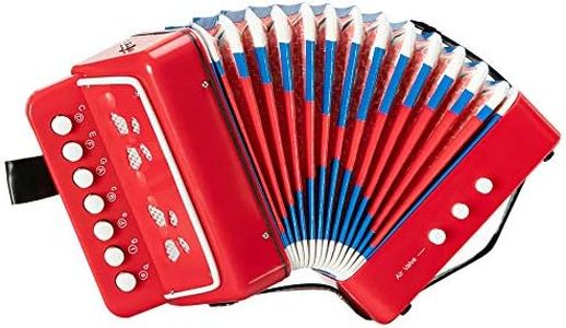 10 Keys Button Accordion for Kids,Mini Accordian Musical Instrument for Early Childhood Development,Gift for Family, Beginners Red