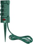 BESTTEN 6-Outlet Outdoor Power Stake with 9-Foot Long Extension Cord, Power Strip with Overload Protection Switch and Individual Protective Covers, Double Sided Design, cETL Listed, Green