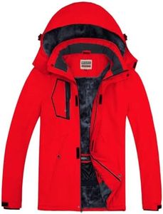 WULFUL Men's Waterproof Ski Jacket Warm Winter Snow Coat Mountain Windbreaker, Red, Medium