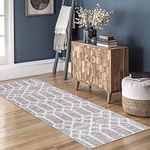 Calore Runner Rugs 2x10 for Hallways Living Room Bedroom Kitchen Runner Rug Non Slip Washable Runner Rugs Long Soft Grey Hallway Hall Runners (Boho Grey, 2'x 10'(60 x 300 cm))