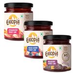 Eatopia Mixed Berry, Strawberry & Mulberry Honey Jam - Kids & Adult | Sugar Free | 100% Natural | No Preservatives | No Added Flavours | 70% Real Fruits & Honey | Good for Gut Health | Pack of 3-720g