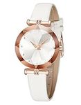 CIVO Womens Watch White Waterproof Analog Quartz Wrist Watches for Women Dress Fashion Leather Strap Elegant Simple Designer Ladies Diamond Watches