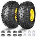 Upgraded 15x6.00-6 Lawn Mower Tires,2PCS 15x6-6 Tubeless Front Tire Assembly Replacement for John Deere & More Riding Mower Lawn Tractor with 3/4"&5/8"&1" Bearing 3"Centered Hub 500lbs Capacity 4PR