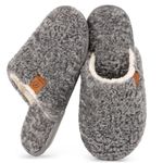 EverFoams Women's Slip-on Slippers Cozy Soft Fuzzy Faux Alpaca Shearling Memory Foam Lightweight Indoor Non-slip House Shoes Light Gray, 9-10 US