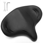 BUCKLOS Comfortable Oversized Wide Bike Seat Cushion for Women Men, Exercise Bike/Stationary/Peloton/Spin Bike Seats Comfort Foam Padded, Waterproof Bicycle Saddles with Dual Shock Absorbing Ball