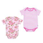 haus & kinder Blush 100% Cotton New Born Baby Bodysuits Rompers Onesies For Boy and Girl, 9-12 Months (Pink, Pack of 2)