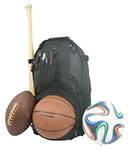 K-Cliffs Baseball Backpack Softball Daypack Basketball Volleyball Backpack Football Soccer Bag w/Ball Storage Helmet Compartment & Bat Holder & Coin Phone Pouch - Black By Praise Start