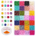 1960pcs Pearl Beads, 28 Colors Pearls for Crafting with Crystal String, Imitation Pearls Dyed Faux, 6mm Pearl Beads for Jewellery Making DIY Bracelets Necklaces Earrings Crafts Gifts