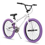JOYSTAR 24 Inch Kids Bike Freestyle BMX Bikes for 8-12 Years Old Girls and Beginner Riders, 24 Inch Bikes with Purple Tires, Purple