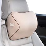 Grin Health Memory Foam Headrest Cushion for Driving, Office - Neckrest Support Car Neck Pillow for Neck Pain Relief & Cervical Support (HRC-Large-Beige), Pack of 1