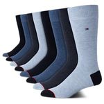 Tommy Hilfiger Men's Dress Socks-Lightweight Comfort Crew Sock(8 Pack), Blue Assorted, 7-12