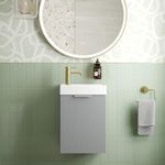 BAYSTONE® Fluted 400mm Wall Hung Vanity Unit with Basin Sink Bathroom Storage Cabinet Cupboard Unit Grey