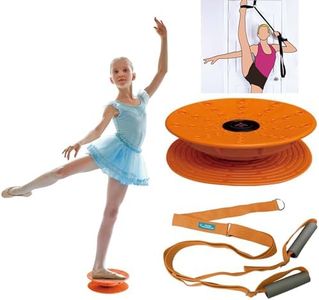 Cheerleading and Figureskating Trainer Stretching and Balance, 2 Pc. Set, Stretching, Disc Core Board and Flexibility Equipment Strap for Dance, Gymnastics, Turning, Stunt