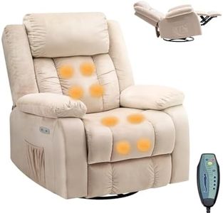 ADVWIN Recliner Chair, Electric Massage with Heat and Vibration Manual Reclining Chair(360 Degree Rotate Base,Beige)