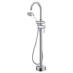 Floor Mounted Tub Faucet Chrome Freestanding Bathtub Filler Faucets High Flow Rate 11.9GPM with Hand Shower Mount LLGG