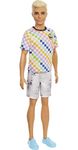 Barbie GRB90 Ken Fashionistas Doll #174 with Sculpted Blonde Hair Wearing a Surf-inspired Checkered Shirt, Multicolor, 31.75 cm*5.08 cm*11.43 cm