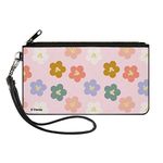 Buckle-Down Disney Wallet, Zip Clutch, Mickey Mouse Ears Icon Flowers Multi Pastel, Canvas