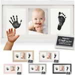 Bubzi Co Baby Handprint Kit & Footprint Photo Frame for Newborn Girls and Boys, Unique Baby Shower Gifts Set for Registry, Memorable Keepsake Decorations for Room Wall or Nursery Decor (White)