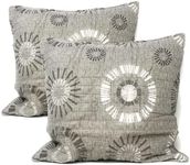 Tache 2 PC 18 X 18 Cotton Taupe Beige Geometric Starburst Pattern Decorative Square Softa Bed Quilted Accent Throw Pillow Cushion Cover Set