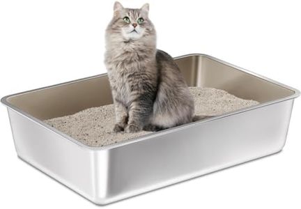 Cat Litter Box,Stainless Steel cat Litter Tray for Kitty Large or Small Cat Large or Small Cat Potty Toilet Never Absorbs Odor, Stains, or Rusts Easy Cleaning (XXL 60 * 40 * 15)