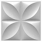 Kayra Decor 3D Wall Panel PVC Flower Design, White Color Size is 19.7" x 19.7", (Pack of 12) Covers Area 32.28 Sq Feet.