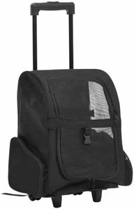 vidaXL Foldable Multipurpose Pet Trolley Cat Dog Portable Foldable Travel Carrier Stroller Crate Puppy Trolley Pet Pushchair Animal Supply Black