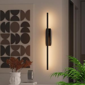 Coinmit Battery Operated Wall Sconces, USB Rechargeable Wall Lights, Dimmable Wireless Linear Wall Lamp Indoor, for Living Room, Bedroom, Hallway, Black