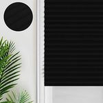 Vertical Pleated Blinds Fabric Shade Pleated Curtain Instant Temporary Privacy Blinds Roller No Drilling Pleat Paper Blinds Window Shades (60 * 150, Black)