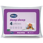 Silentnight Deep Sleep Pillows 4 Pack - Medium Support Bed Pillows for Side, Front, Stomach and Back Sleepers Comfortable - Machine Washable and Hypoallergenic - Pack of 4, White