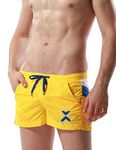 SEOBEAN New Mens Low Rise Sports Soft Running Training Short Pants (L(34-36 inch) Asian Size XL, 2672 Yellow)