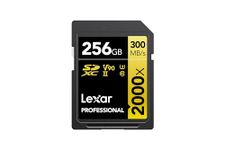 Lexar Professional 2000x SD Card 256GB, SDXC UHS-II Memory Card, Up to 300MB/s Read, 260MB/s Write, Class 10, U3, V90 SDXC Card for DSLR, Full-HD Cinema-Quality 8K Video Cameras (LSD2000256G-BNNNG)