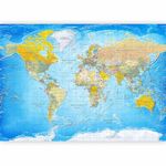 murando - World map Photo Wallpaper 245x175 cm / 97"x69" - Peel and Stick Self-Adhesive Foil Print Wall Mural Decoration Picture Design Modern - Colorful World Map Earth Oceans Countries k-A-0109-a-a