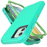 YmhxcY for iPhone 12 and iPhone 12 Pro Case [No Screen Protector] Shockproof Dropproof Dust-Proof Drop Proof 3-Layer Durable Phone Case Cover for iPhone 12/12 Pro 6.1"-Aqua Blue/Lime Green