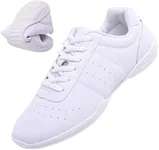 DADAWEN Adult & Youth White Cheerleading Shoe Athletic Sport Training Competition Tennis Sneakers Cheer Shoes White US Size 4.5 M Big Kid