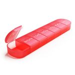 FHORAIN Weekly Pill Organiser 7 Day, Large Pill Box 1 Time a Day, Travel Friendly Daily Pill Containers to Hold Medicine Vitamins Fish Oil Supplements (Red)