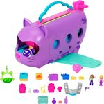 Polly Pocket Dolls and Playset, Kitty Airways Airplane, Travel Toy with 2 Micro Dolls and Pet, Spinning Stage and Accessories