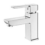 Ibergrif M11001 Basin Tap Single Lever Bathroom Sink Tap Mixer Washbasin Faucet for Bath, Square Washroom Mixer, Chrome