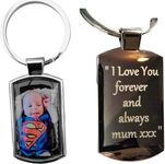 Personalised photo keyring with jewellery resin and engraved text, Father's day,morher's day,birthday,christmas,1st birthday,car keyring,door keychain,